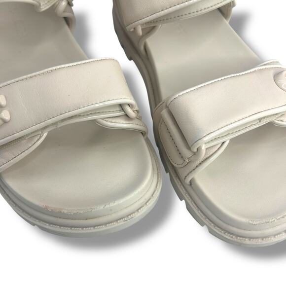 Coach Brynn Platform Buckled Leather Platform Size 5 Ivory White Chunky Flat - Picture 4 of 8